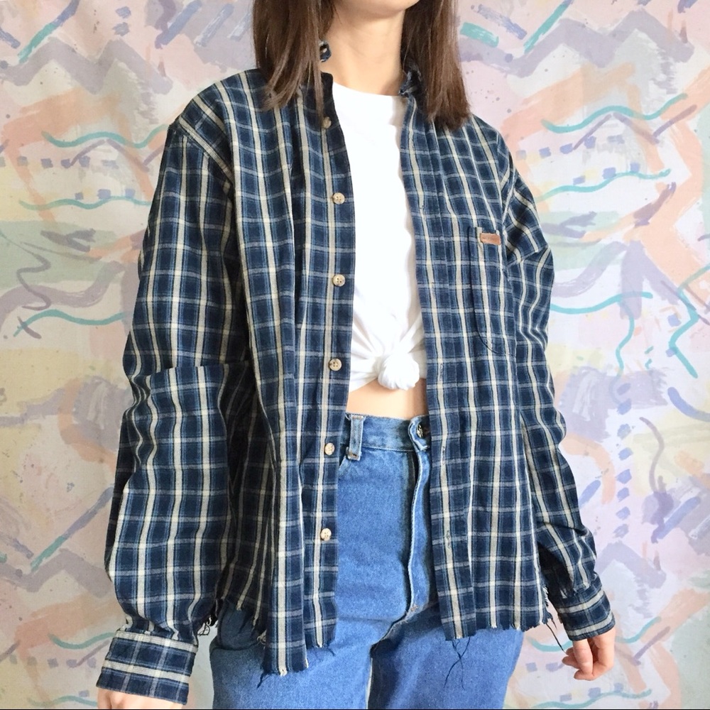 Carbartt cutoff plaid button up shirt